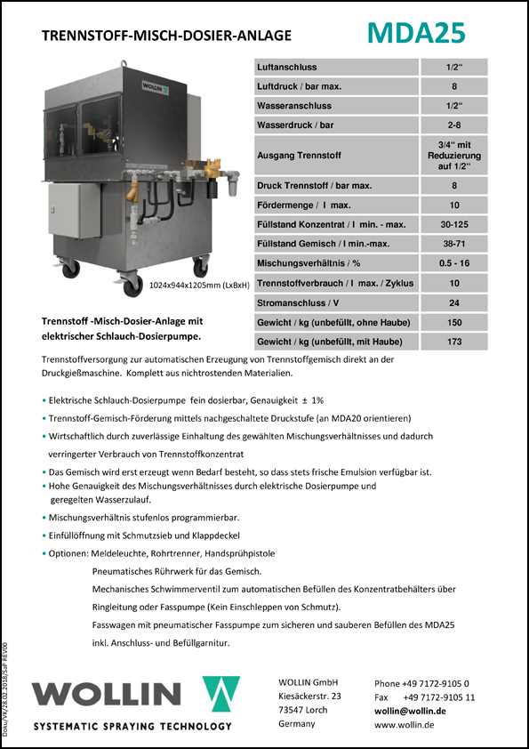 Technische Daten MDA25