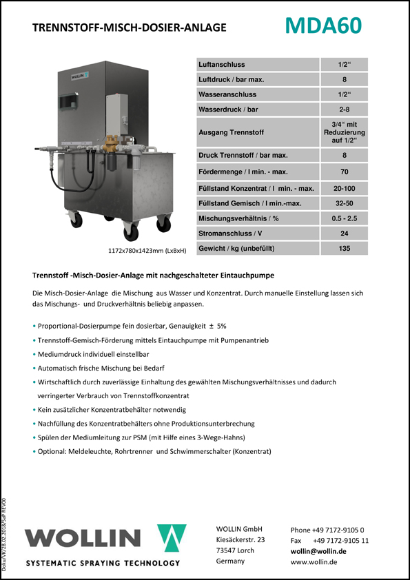 Technische Daten MDA60
